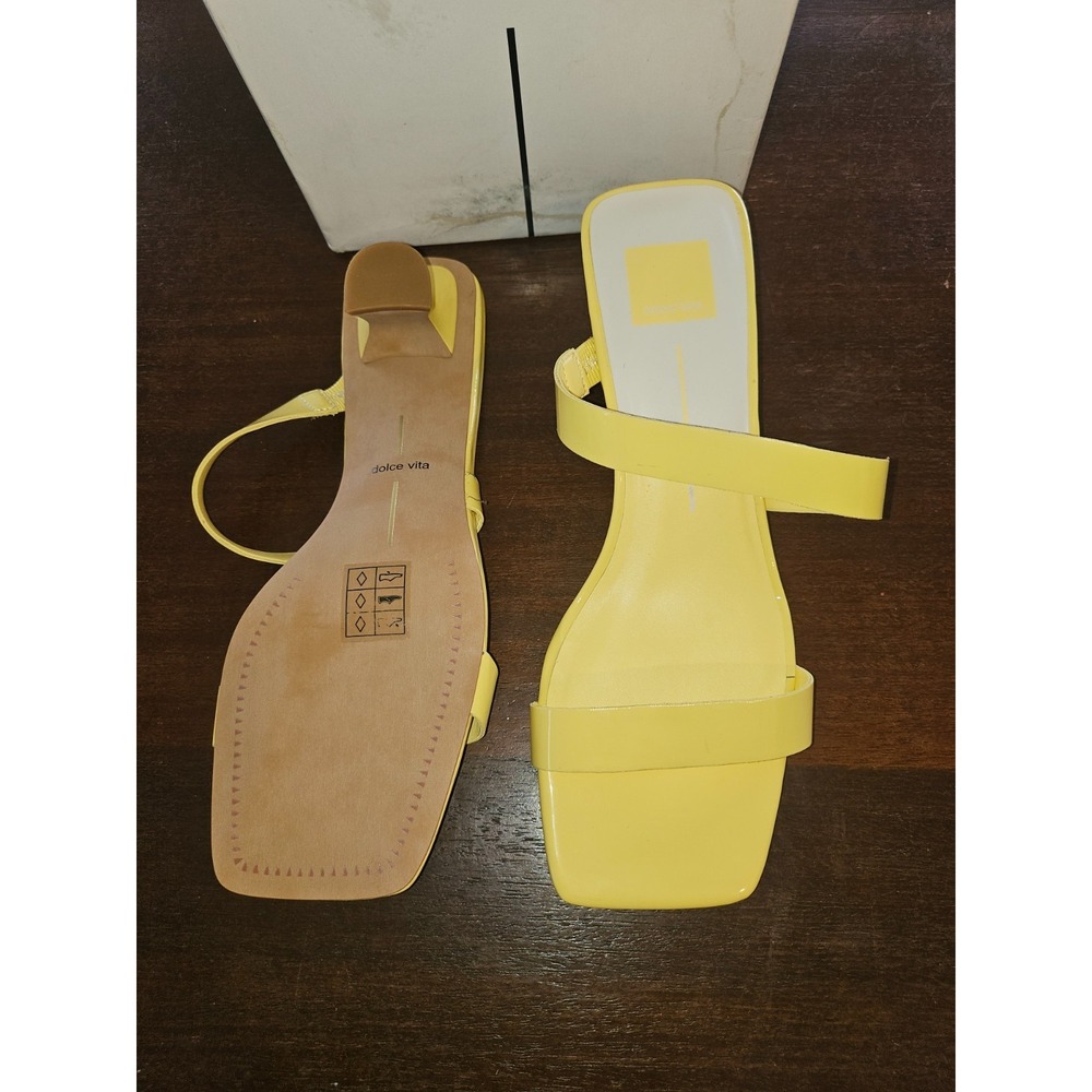 DOLCE VITA Womens‎ Bertie Yellow Square Toe Kitten Heel Slip On Heeled Sandal 9 - Picture 5 of 8